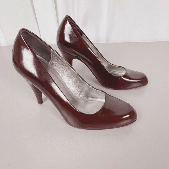 COACH WOMENS LEATHER HEELS BURGUNDY SIZE 6B - Picture 1 of 9